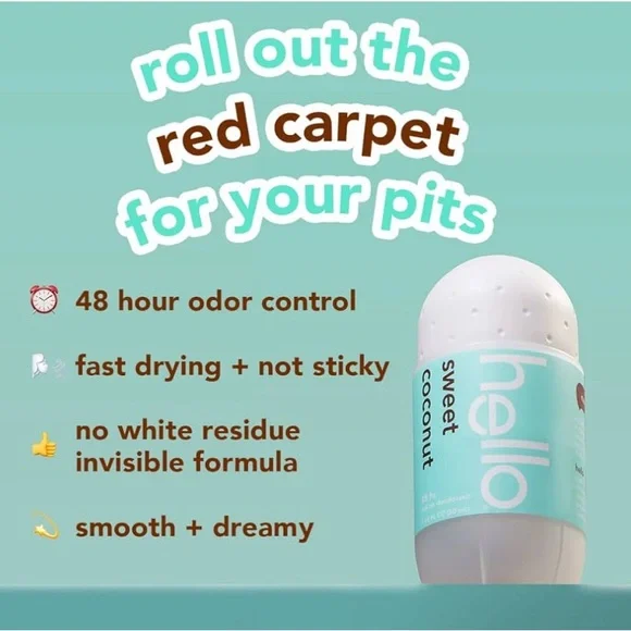 hello Sweet Coconut Roll On Deodorant, Aluminum Free Deodorant for Women - Picture 3 of 4